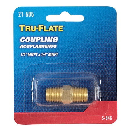 Tru-Flate Tru-Flate Brass Coupling 1/4 in. Male 1 pc 21505